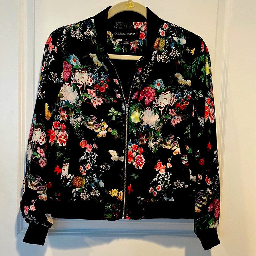 COLLEEN LOPEZ floral bomber style jacket
